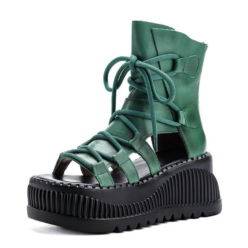 Ethnic Modern Fashion - 8CM 에스닉 소 가죽 앵클 부츠