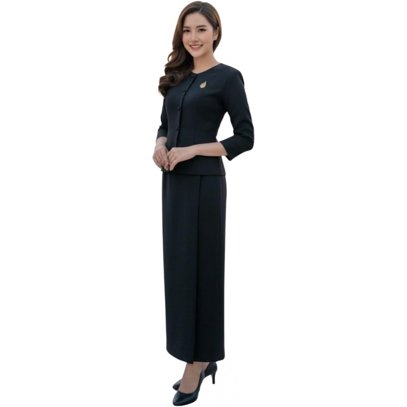 Thai Silk Blouse - 전통 태국 루에안 톤 긴팔 블라우스,