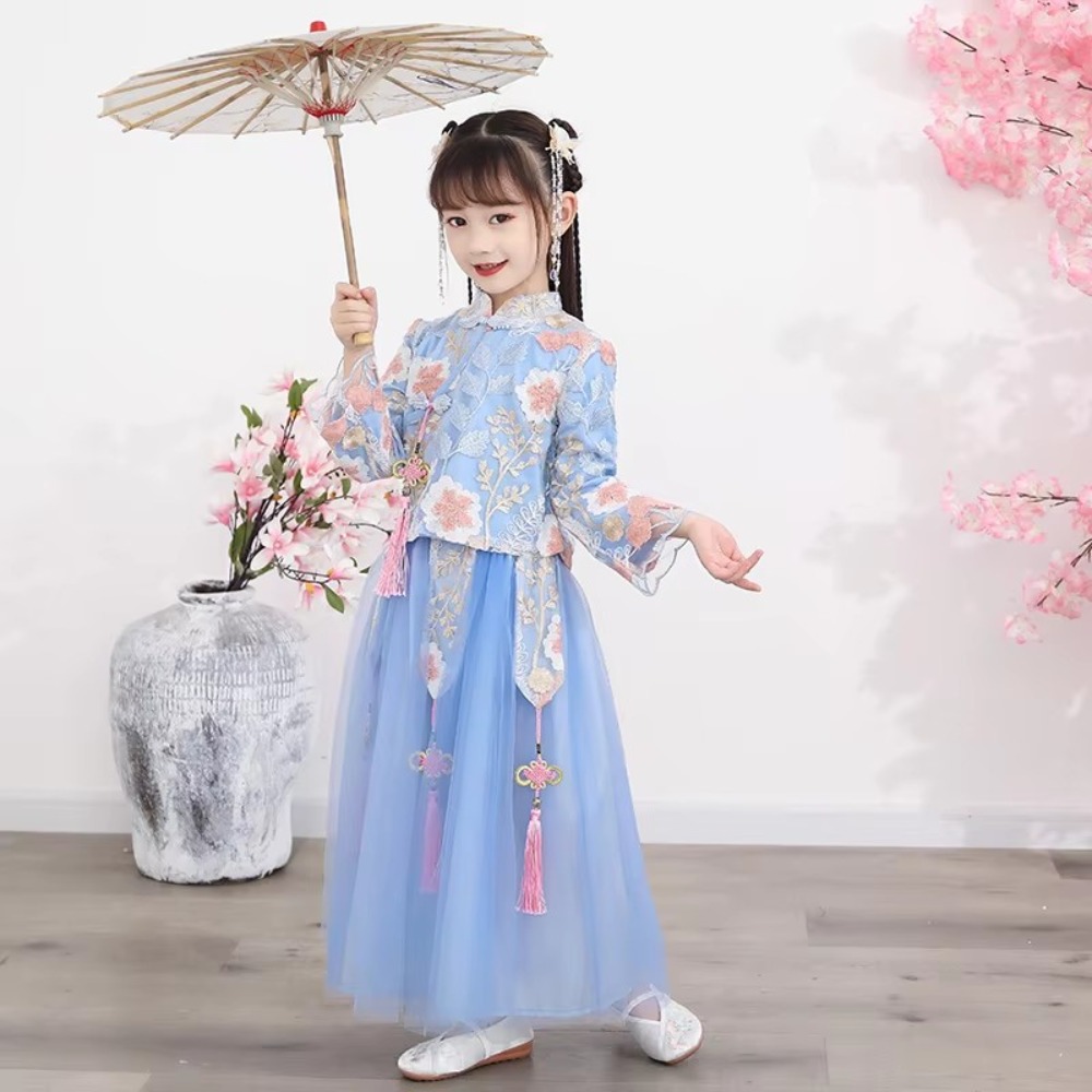 여아 원피스 아동복 세트, 한푸 코스프레 파티 무대 쇼 - Fashion Show Ethnic Wear 리뷰 및 가격