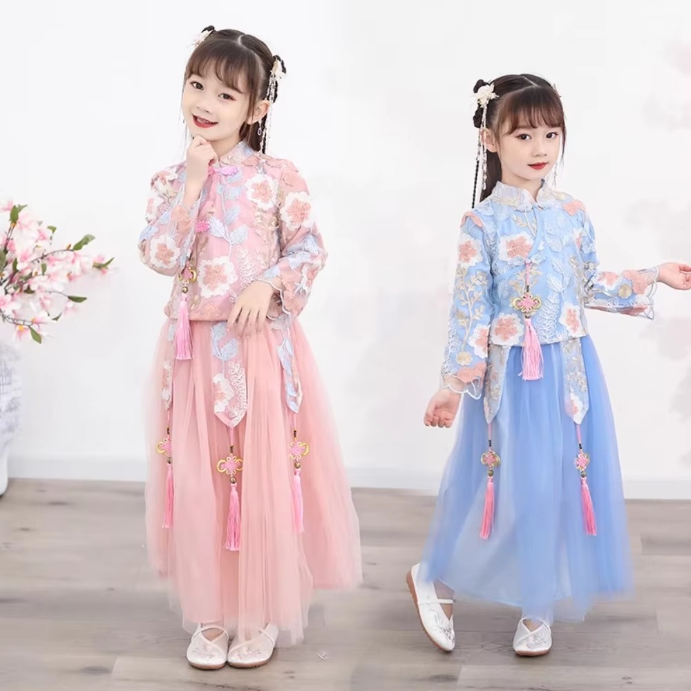 여아 원피스 아동복 세트, 한푸 코스프레 파티 무대 쇼 - Fashion Show Ethnic Wear 리뷰 및 가격