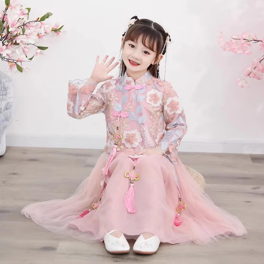여아 원피스 아동복 세트, 한푸 코스프레 파티 무대 쇼 - Fashion Show Ethnic Wear 리뷰 및 가격