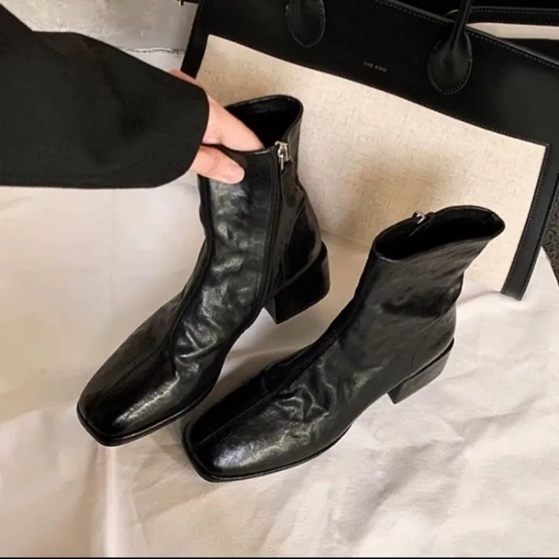 새로운 여성용 디자이너 힐 앵클 부츠 패션 스퀘어 토  - Ethnic Modern Fashion 리뷰 및 가격